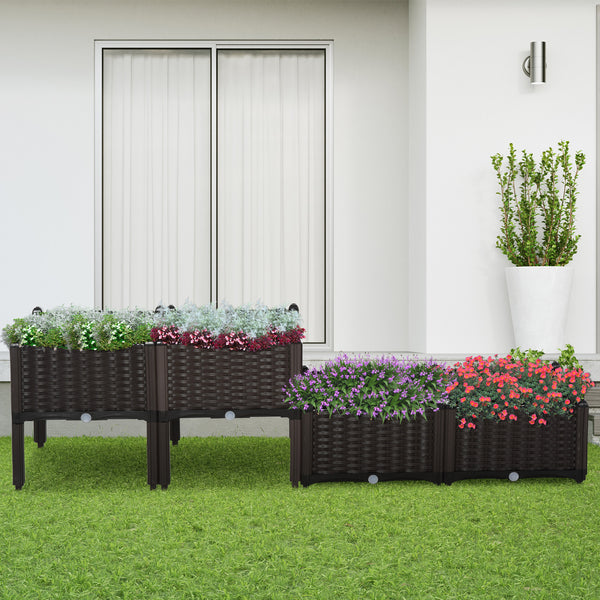 4-piece raised garden bed in PP, brown