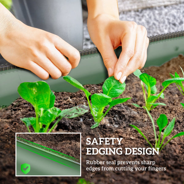 Kit de jardinière surélevée galvanisée avec bordure de sécurité, verte