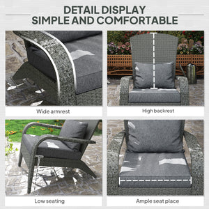 Wicker Adirondack chair with cushions, mottled grey