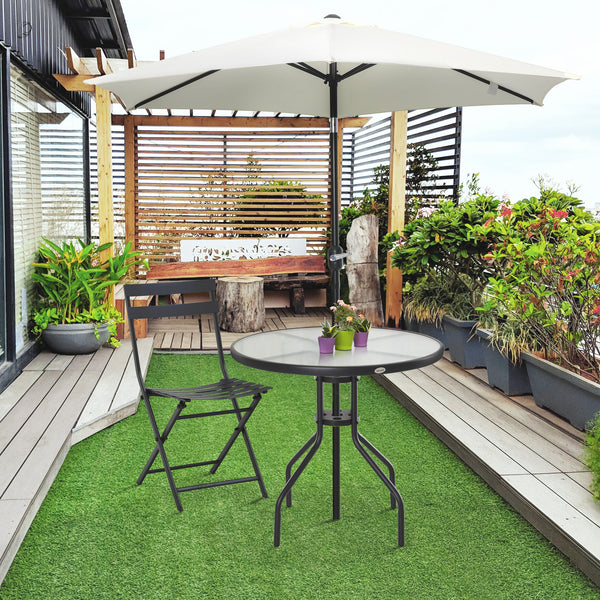 Table bistro ronde avec plateau en verre trempé