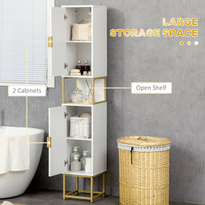 Armoire de rangement haute pour salle de bain, étagère réglable, blanc