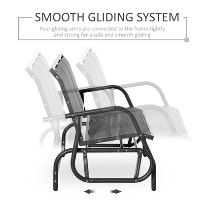 Outsunny 3 Seater Outdoor Rocking Chair, Steel Frame, Fabric Seat for Garden, Backyard, Lawn, Grey
