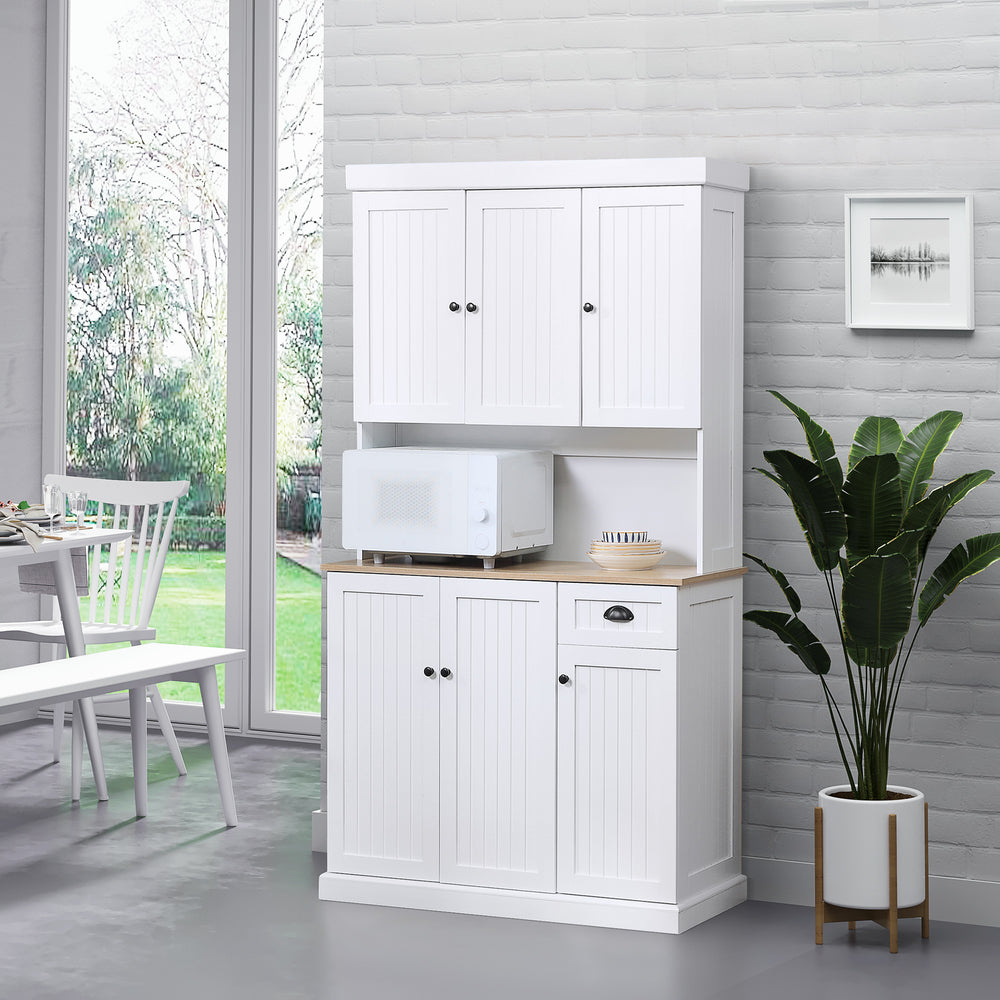 Buffet de cuisine avec support pour four à micro-ondes, blanc