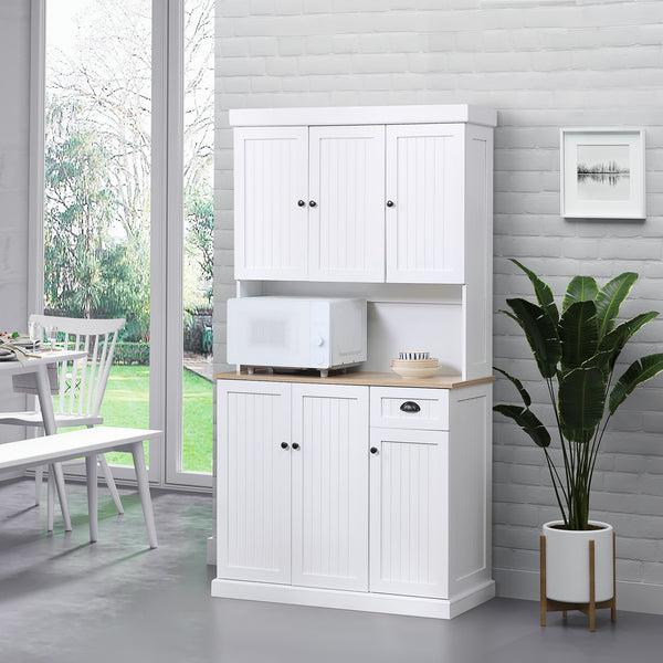 Buffet de cuisine avec support pour four à micro-ondes, blanc