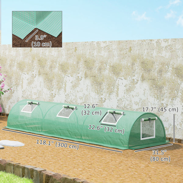 Portable mini greenhouse with 5 mesh windows and steel frame