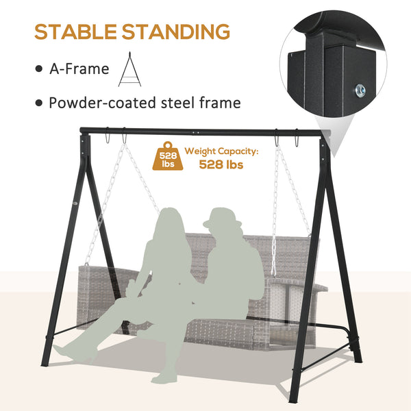 Metal Swing Stand Swing Frame, Hanging Chair Stand Only, 528 LBS Weight Capacity, for Backyard, Patio, Lawn, Black