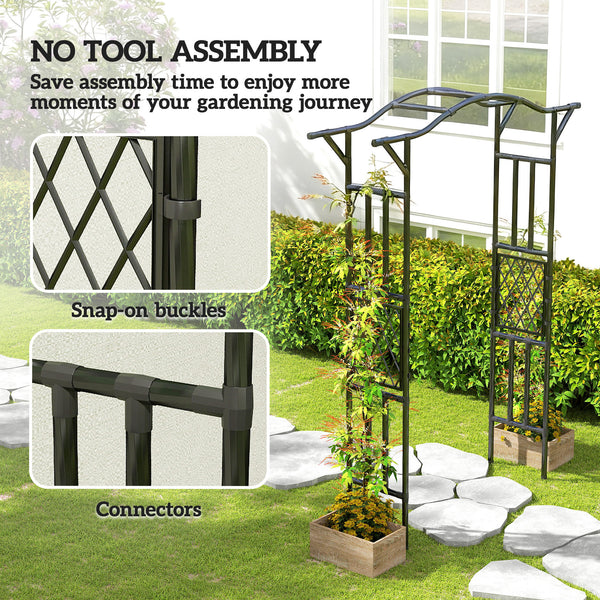 Arche de jardin Outsunny avec treillis et toit allongé, noire