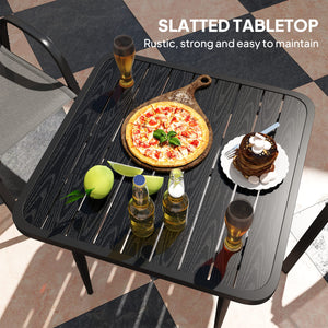 Table de salle à manger carrée en métal, noir