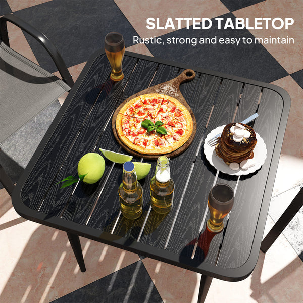 Table de salle à manger carrée en métal, noir