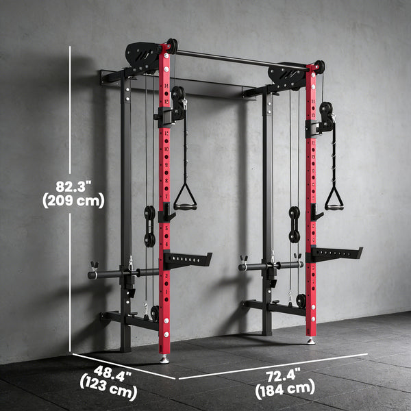 Cage de musculation pliable avec poulies, 1 540 lb