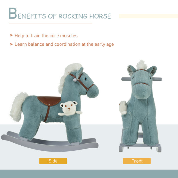 Kids Plush Rocking Horse with Fun Realistic Sounds, Blue