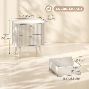 Tables de chevet blanches à 2 tiroirs, lot de 2