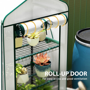 Mini greenhouse with mosquito net roof and roll-up zip door, white