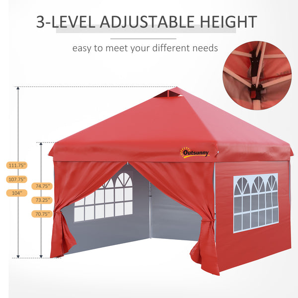 10 x 10 Folding Gazebo with Wheeled Carry Bag, Red