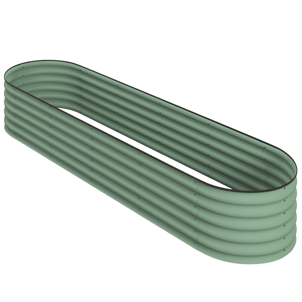 Raised galvanized steel planter with safety rim, green 