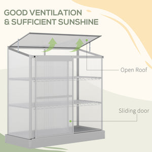 Serre en aluminium à châssis froid, protection surélevée pour jardinières avec toit ouvrant
