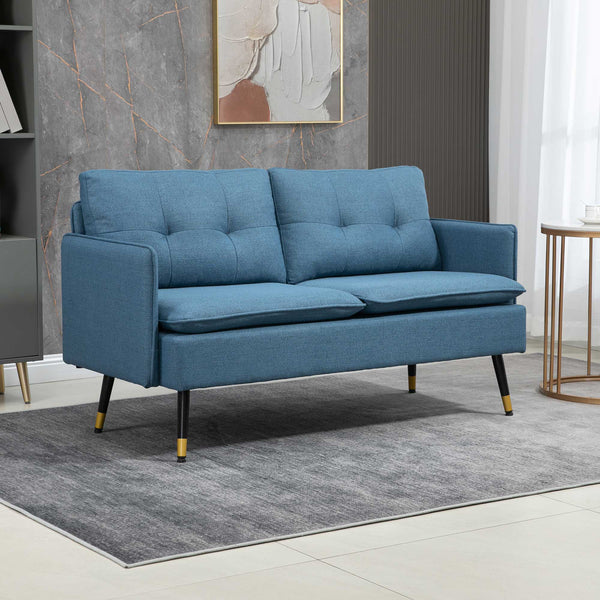Canapé causeuse avec capitonnage à boutons, bleu foncé