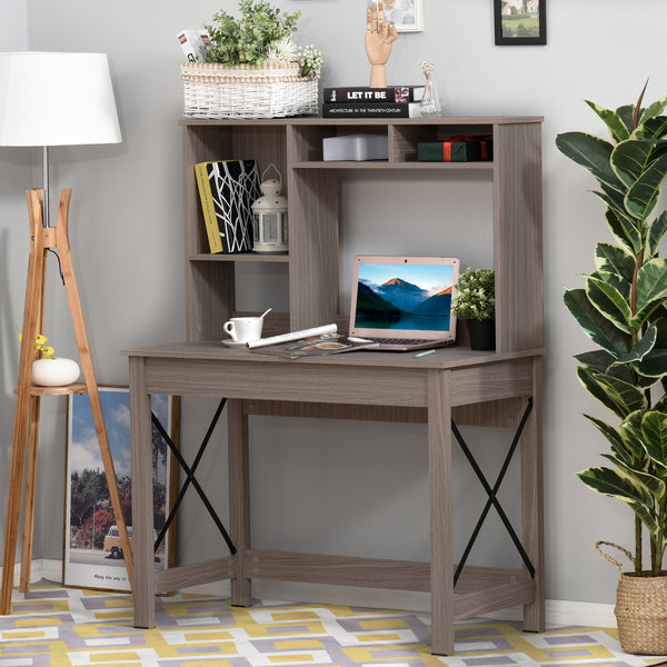 Bureau d'ordinateur avec rangement, marron