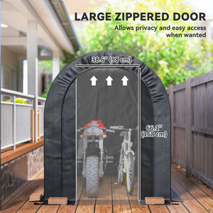 Abri de moto 5 x 8 robuste et portable en acier galvanisé, noir