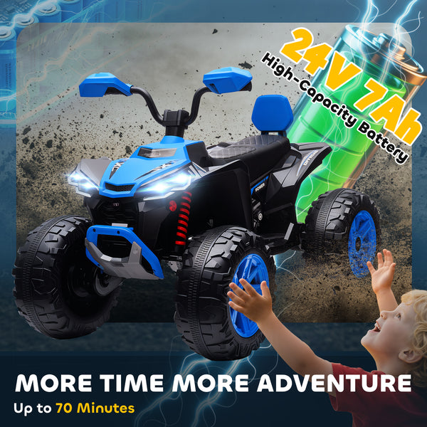 Quad électrique tout-terrain 2 places 24 V avec double moteur, bleu