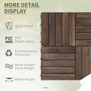 Lot de 27 dalles de terrasse emboîtables en bois