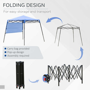 7 x 7 Folding Garden Canopy with Backpack and Adjustable Feet, Blue and Black