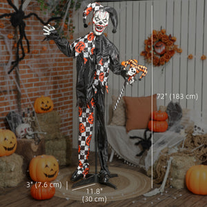 Clown animé grandeur nature, yeux rouges lumineux, décorations d'Halloween effrayantes activées par le son
