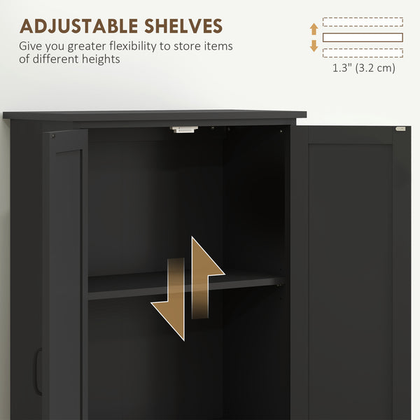 Armoire de rangement haute noire avec 4 portes et tablettes ajustables