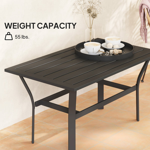 Outdoor slatted-top side table, black