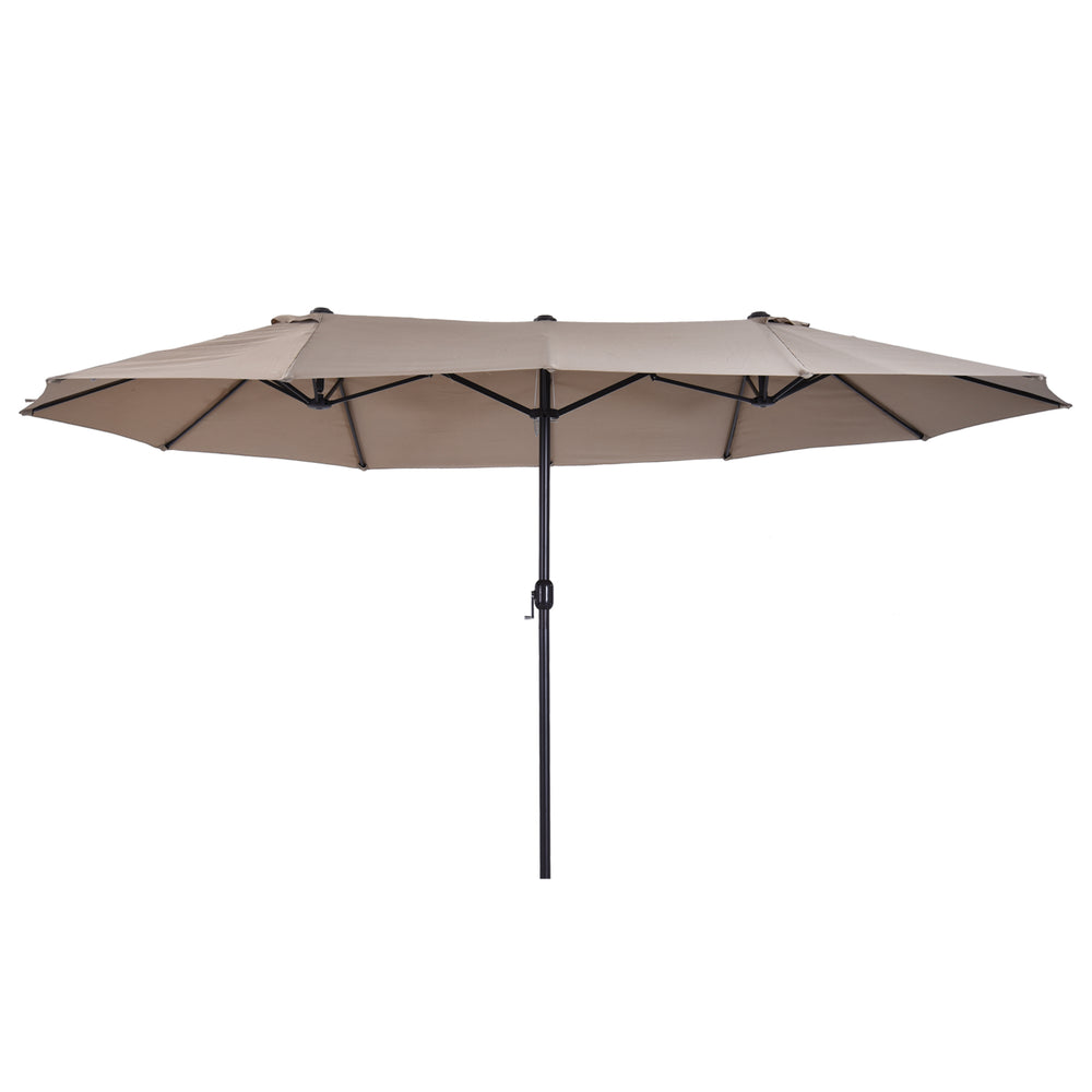 Parasol double de 15 pieds, beige