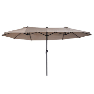 Parasol double de 15 pieds, beige