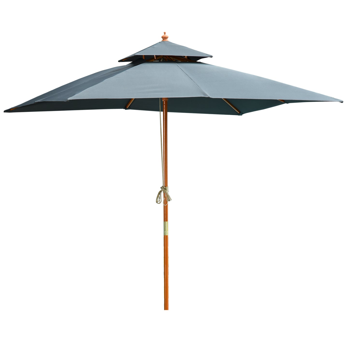 Outsunny 10x10ft Garden Market Parasol Wood Square Patio Umbrella Sunshade Canopy with 2 Pulley Pagoda Style Dark Gray |