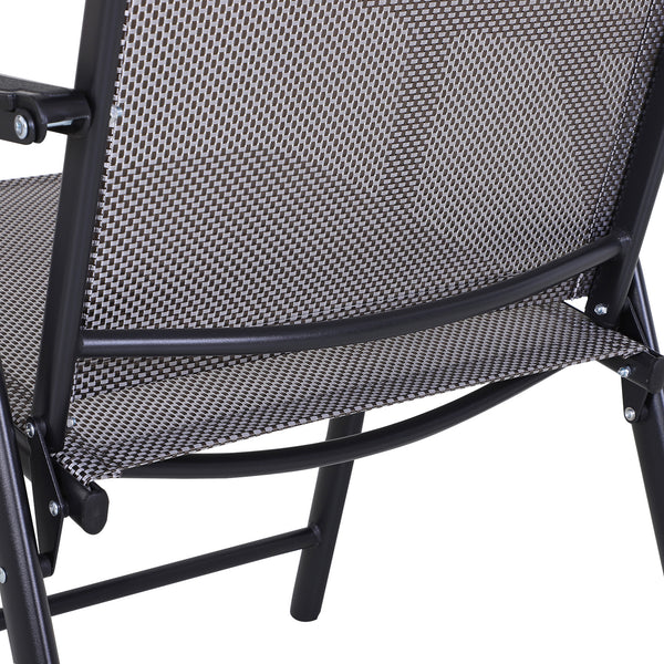 Ensemble de 2 chaises pliantes pour la terrasse, confortable avec accoudoirs, noir