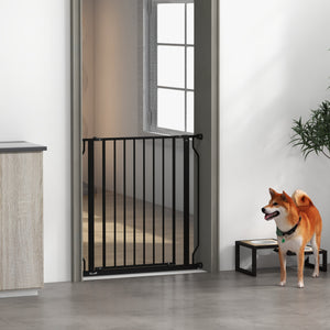 Barrière pour animaux avec porte et double système de verrouillage, noire