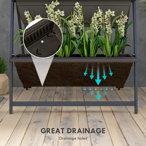 Jardinière surélevée verticale à 4 niveaux avec 4 bacs pour plantes d'extérieur, marron