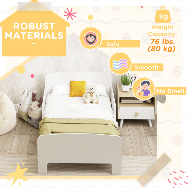 Cadre de lit simple avec barrières latérales de sécurité, blanc