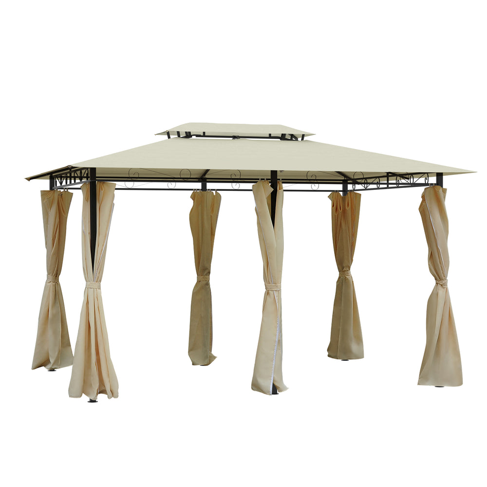 Gazebo 10 x 13 avec toit souple, structure en acier, blanc crème