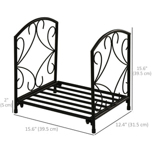 Porte-bûches robuste en métal de 40 cm noir