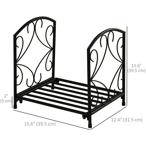 Porte-bûches robuste en métal de 40 cm noir