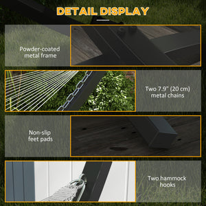 12' Hammock Stand with Steel Frame, Hammock Chair Stand Only for Garden, Camping, Picnic, Outdoor, Patio, Grey