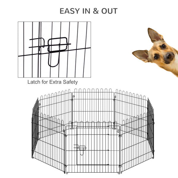 Foldable 8-panel octagonal playpen, black.