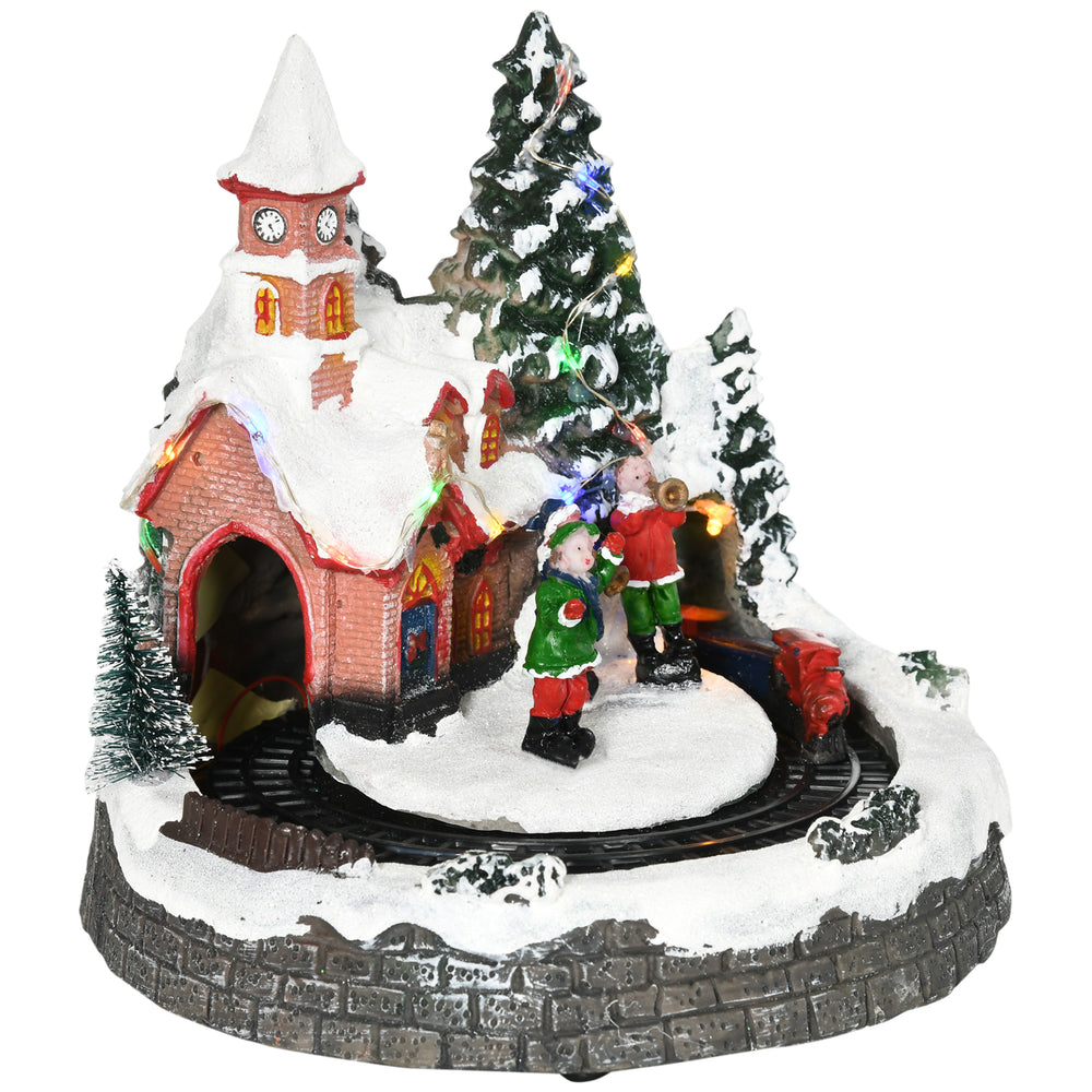 Maisons de Noël avec train rotatif multicolore