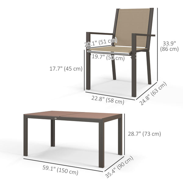 Ensemble de salle à manger d'extérieur 7 pièces avec table rectangulaire