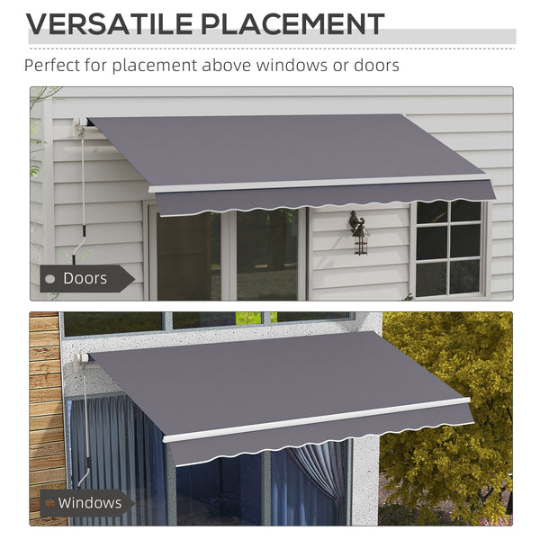 Store extérieur rétractable manuel 12' x 10', réglable et polyvalent, gris foncé
