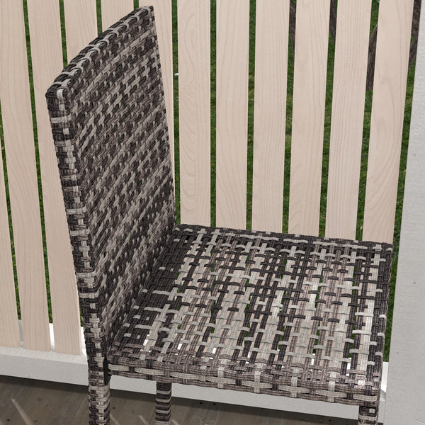 Ensemble de bar de jardin 3 pièces en rotin tressée, gris