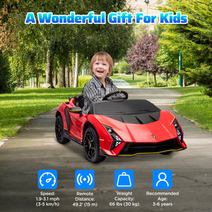 Voiture 12V Lamborghini Autentica sous licence avec télécommande, rouge