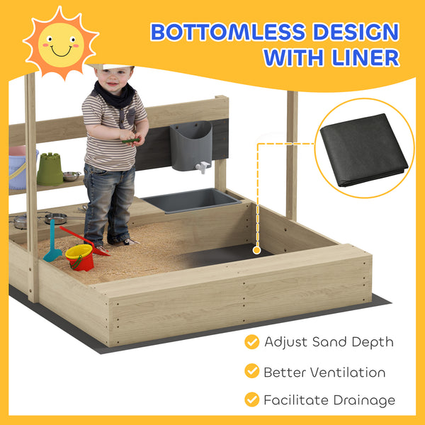 Sandbox avec couvercle, cuisine, jouets pour enfants de 3 à 7 ans, bois naturel