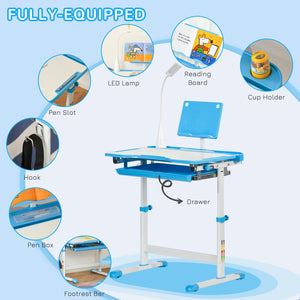 Children's study table with tilting top, blue