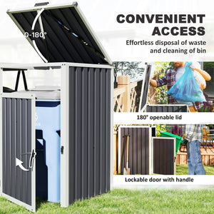 Lockable outdoor double bin shelter with hinged lid, dark grey