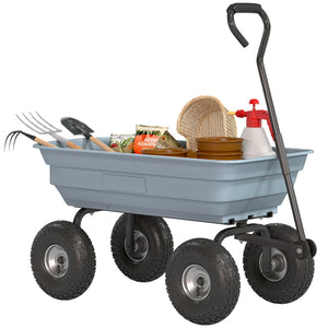 Steel Garden Cart with Handle and 10" Pneumatic Tires, Utility Wagon Cart for Garden Patio Lawn, 551lbs Capacity, Gray